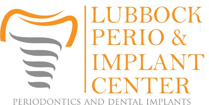 Lubbock Perio & Implant Center logo featuring stylized tooth with periodontics and dental implants text.